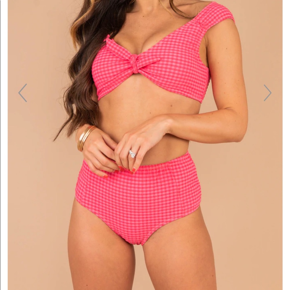 NWOT Mint Julep Pink Gingham Bikini Set